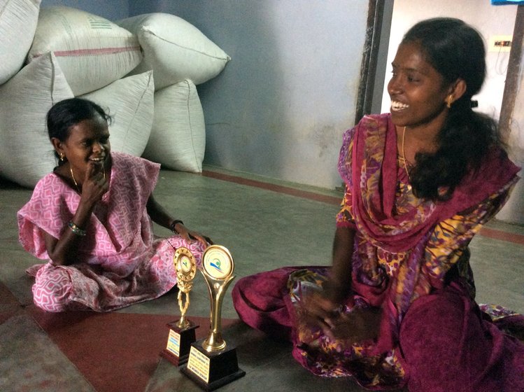 Right: Ambikapathi and Dhivya show me some of the awards they have won over the years