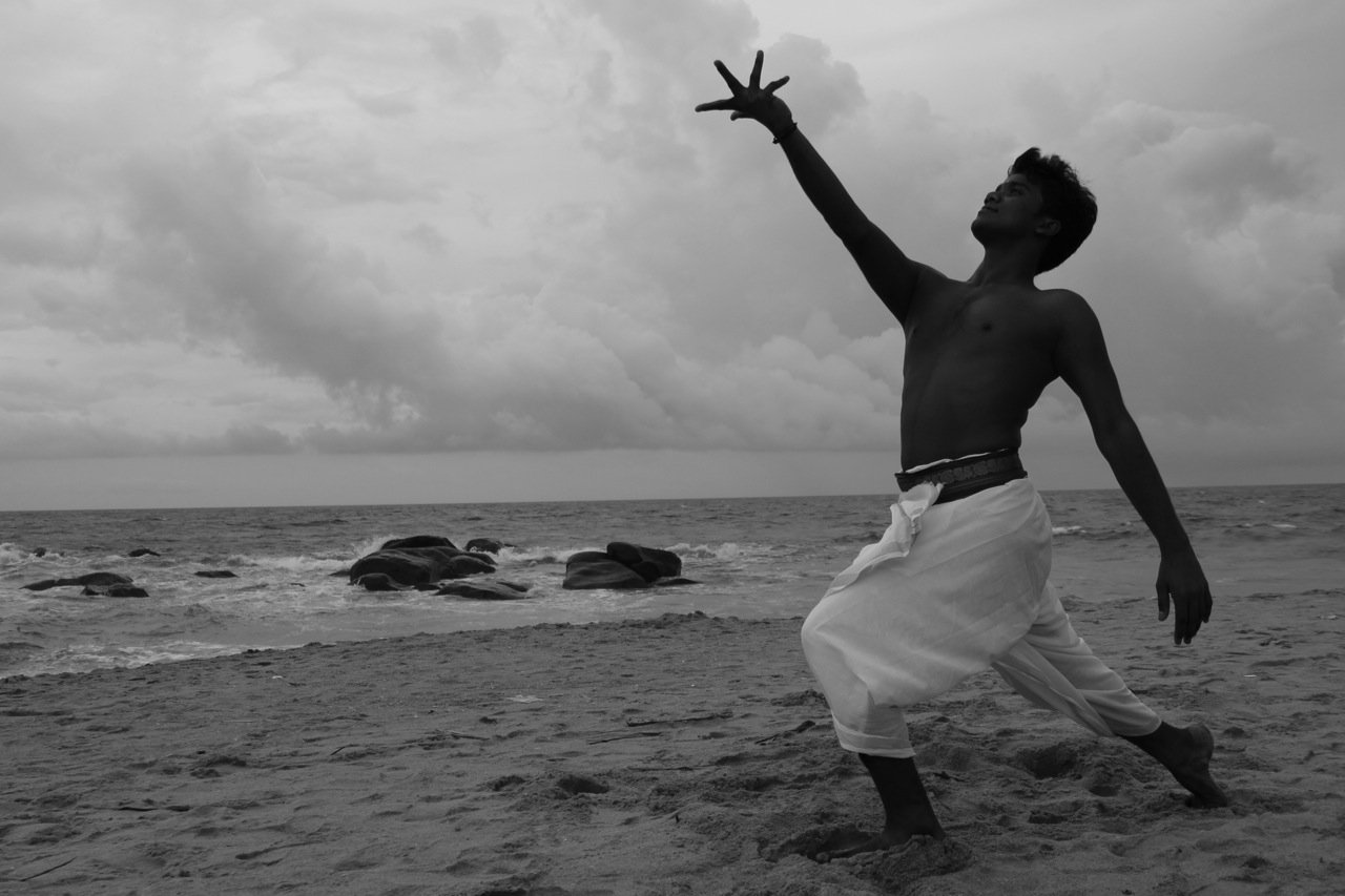 Kali Veerapadran dancing on the beach