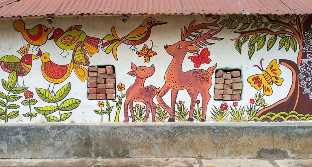 In Birbhum: forest on a Santal wall