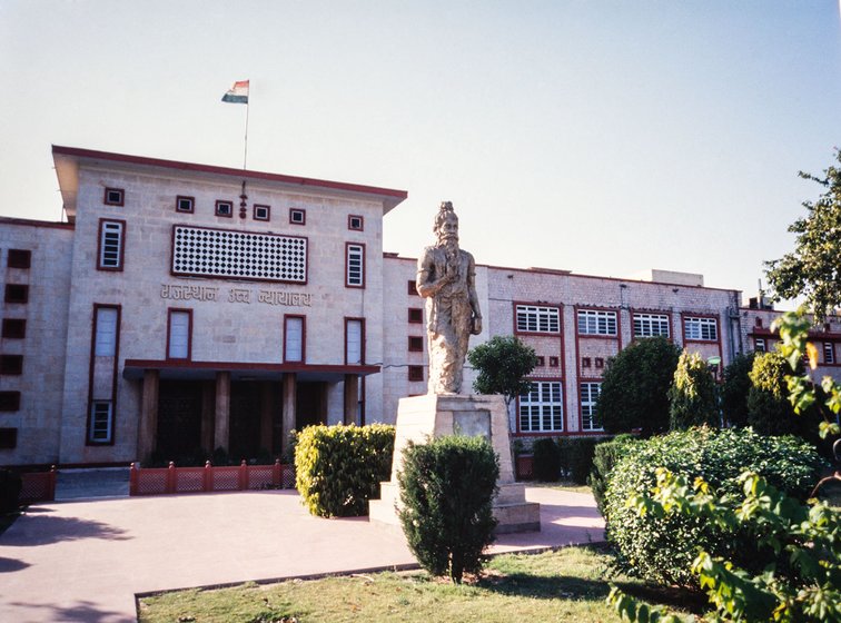 The statue of “Manu, the Law Giver” outside the High Court in Jaipur