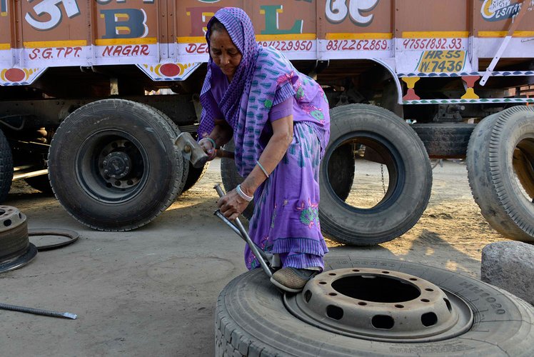 Just outside Delhi, Shanti Devi changes tyres, fixes punctures, repairs engines- and breaks stereotypes
