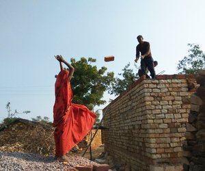 Brick work, locally known as ‘pakka me kaam’ in Bargad village