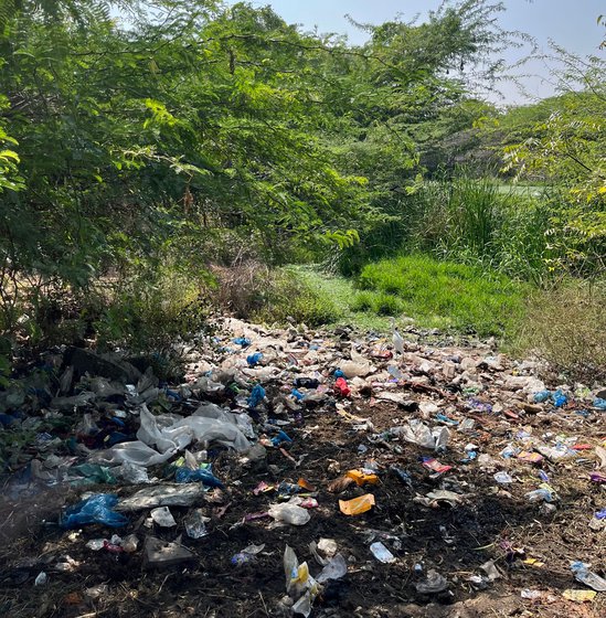 The area where the residents of Gudikal use to defecate (left) and an open sewer (right) in Gudikal’s ward three