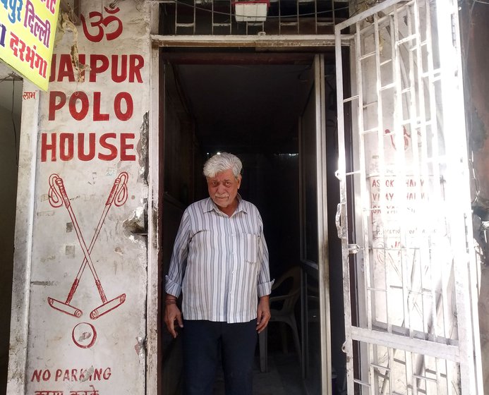 Ashok Sharma outside the Jaipur Polo House where he and his family – his wife Meena and her nephew Jitendra Jangid craft different kinds of polo mallets