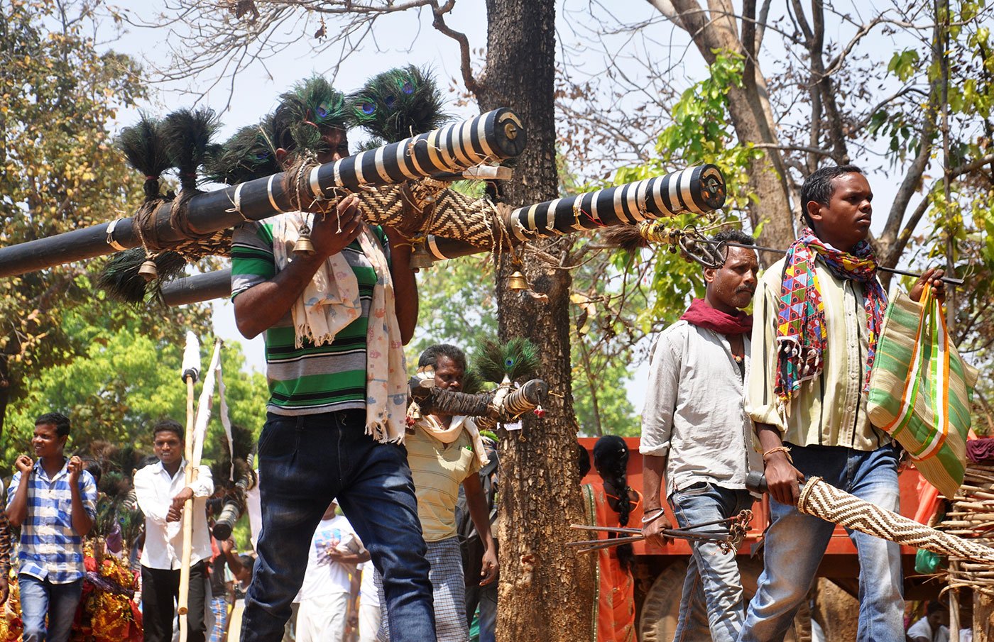 People coming from far village walking to attend jatra