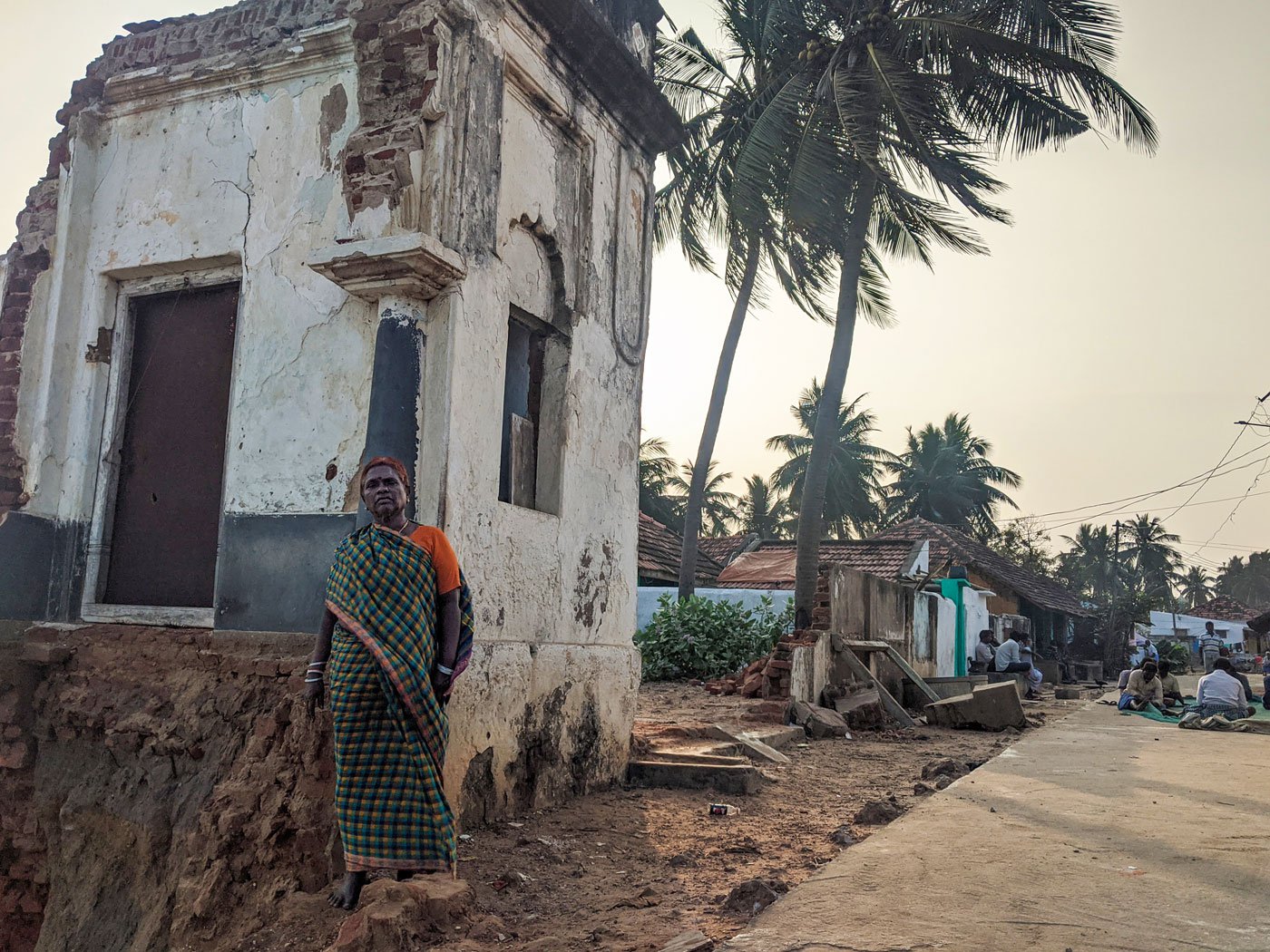 T. Maramma and the remains of her large home in Uppada, in January 2020. Her joint family lived there until the early years of this century