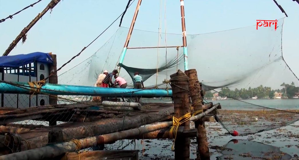 The signature shore-operated lift nets – or ‘Chinese fishing nets’ – at Fort Kochi in Kerala are now a barely viable source of income for fishermen