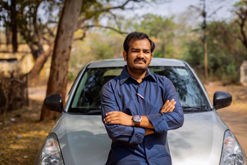 Left: Shaik Salauddin, is a driver in an aggregated cab company based out of Hyderabad. He says he took up driving as it was the easiest skill for him to learn.