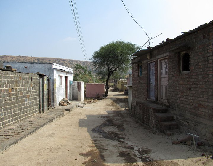 A deserted street in Hatkarwadi village in Beed district of Maharashtra