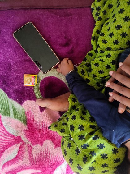 Muskan lives in a rented room with her daughter. 'I do not have a permanent home so it does not make sense to buy many things. I want to save money for my daughter instead of spending it on stuff which are not important,' she says, explaining the bed on the floor.
