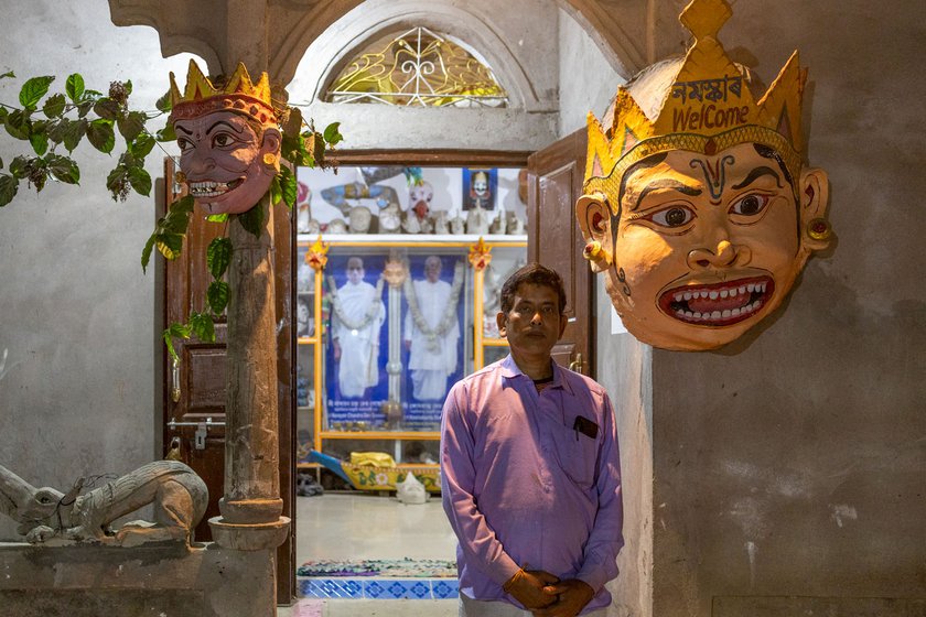 Anupam Goswami (left) and his uncle Dhiren at Sangeet Kala Kendra, their family-owned workshop