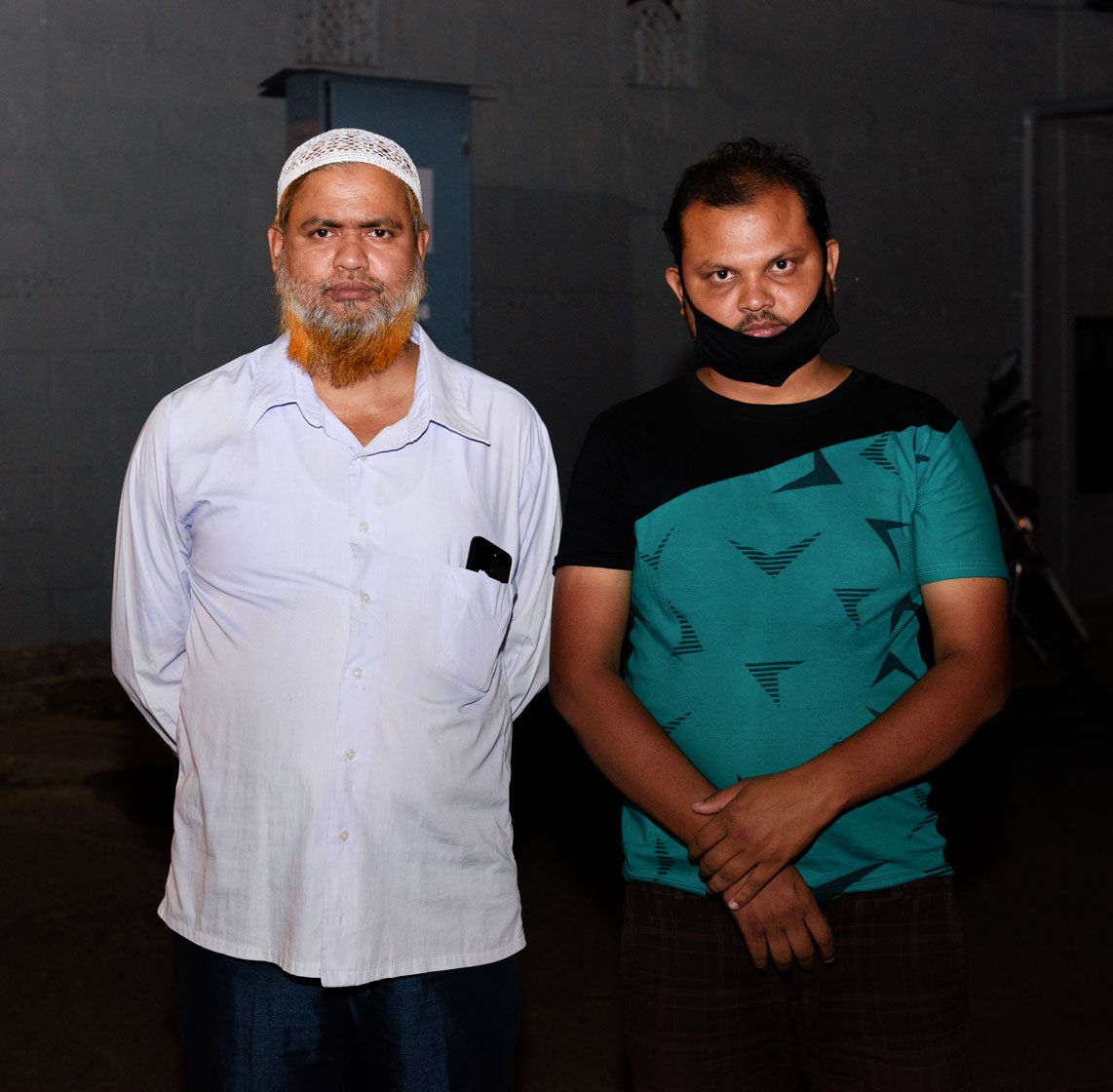 Despite the uncertainty, Abdul Sattar, who does machine embroidery (left) and his cousin Hasanullah Sekh (right) were prepared to brave the 1,800-kilometre journey home to Chak Lachhipur village

