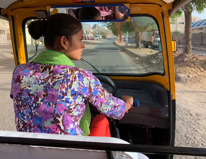 Asha Vaghela (left) followed her niece Chandni Parmar (right) in ferrying passengers in their three-wheelers, called chakadas, in Bhuj. There were no women driving chakadas in the city before they hit the roads