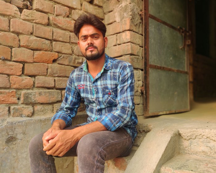 Left: Rehna Bibi with a photo of her husband, Anas Shaikh, who's been missing since the Chamoli disaster. Right: Akram Shaikh works as a lineman in Kinnaur