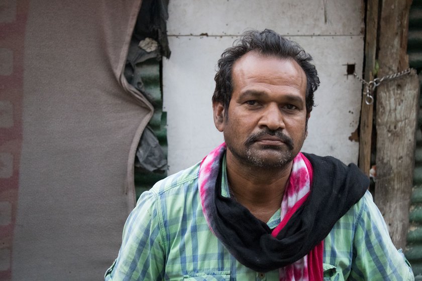 People in nearby buildings gave rations to the labourers living in the three rooms (left) in a back lane in Jammu city. Mohan Lal (right) resides in one of the rooms

