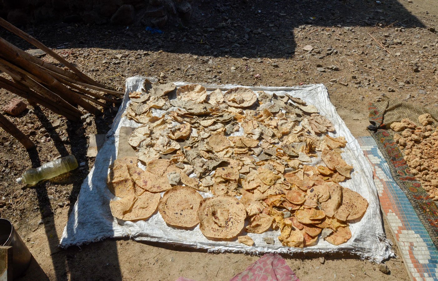 The stale ragi, bajra and jowar bhakris that Shantabai used to collect by begging. She hasn't got even this since March 22 (file photo)