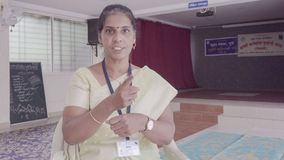 Satyabhama Alhat is a special teacher at the Dhayari School for the Hearing Impaired in Pune . She plays phugadi and other traditional games with girls and boys as they celebrate Nag Panchami. ‘A teacher at a residential school like ours is also a parent,' she says