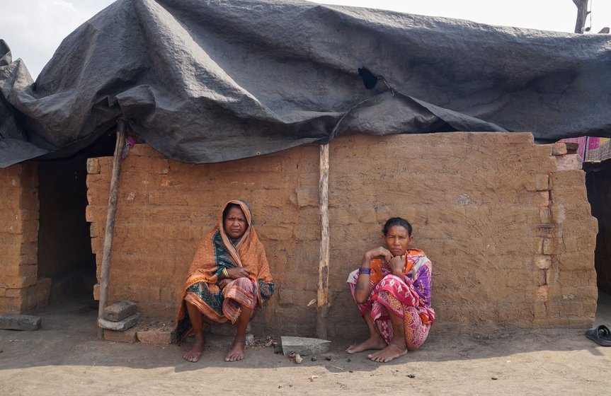 The kiln workers' makeshift huts – around 75 families from Balangir district are staying at the kiln where Hruday works