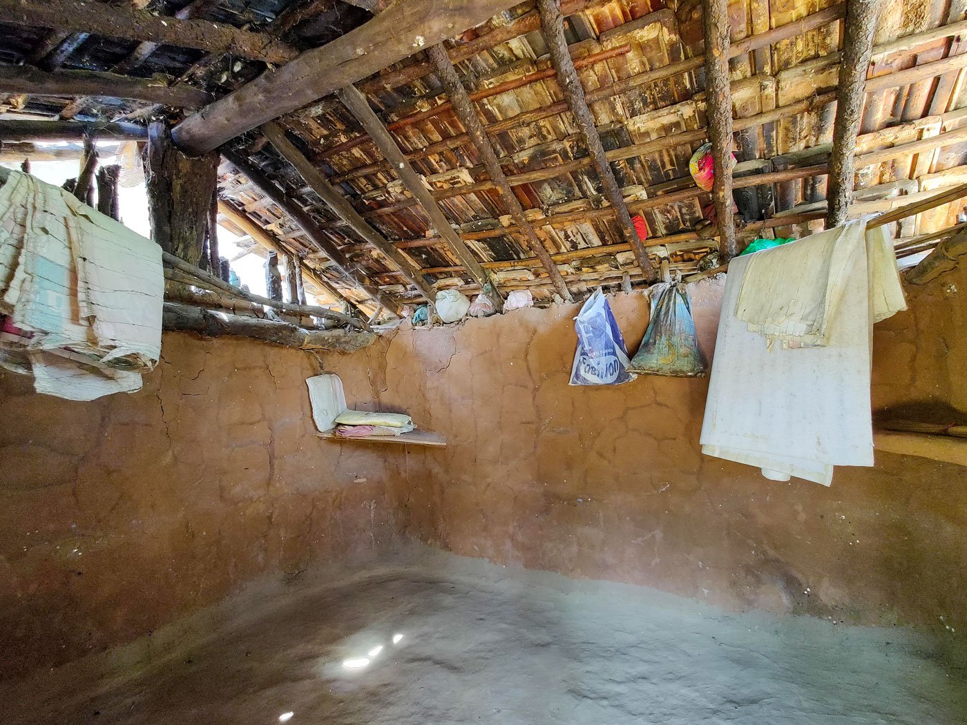 Right: Saru and the others who use the hut leave their cloth pads there as they are not allowed to store those at home
