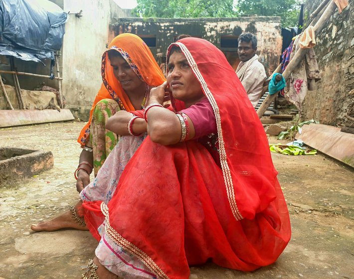 Gopli with Pushpa Gameti. Like most of the men of their village, Gopli's husband, Sohanram, is a migrant worker. Pushpa's husband, Naturam, is the only male of working age in Karda currently