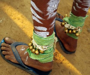 Bells tied to the ankles of Bhil Adivasi dancers.
