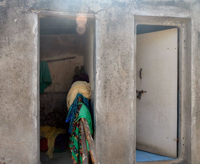 Clothes of a married woman of a Pardhi house have been kept outside her home