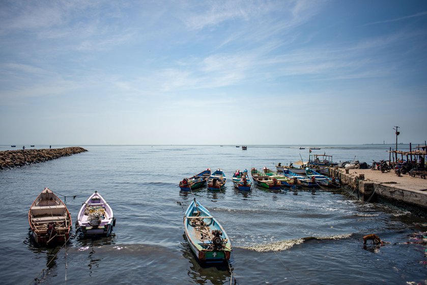 Left: Boats docked near the Therespuram harbour.