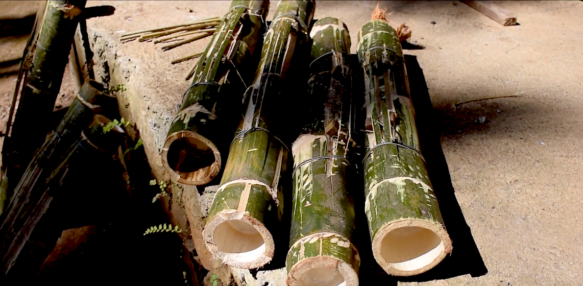 In Parappa village of Kerala, a group of around 15 men drum on ‘grass’ – on the mulam chenda, a bamboo drum. 