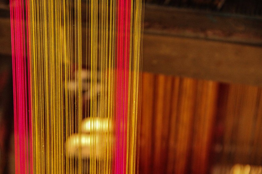 From such threads emerge, after a multi-level intricate process, exquisite Santipuri handloom sarees