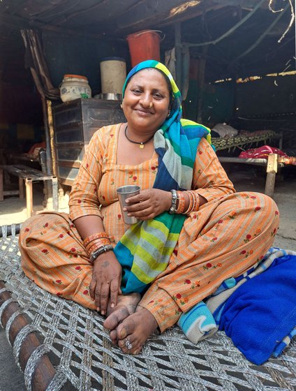 Left: Salma’s day begins around sunrise when she cooks for her family and lights the furnace for work. She enjoys a break in the afternoon with a cup of tea.