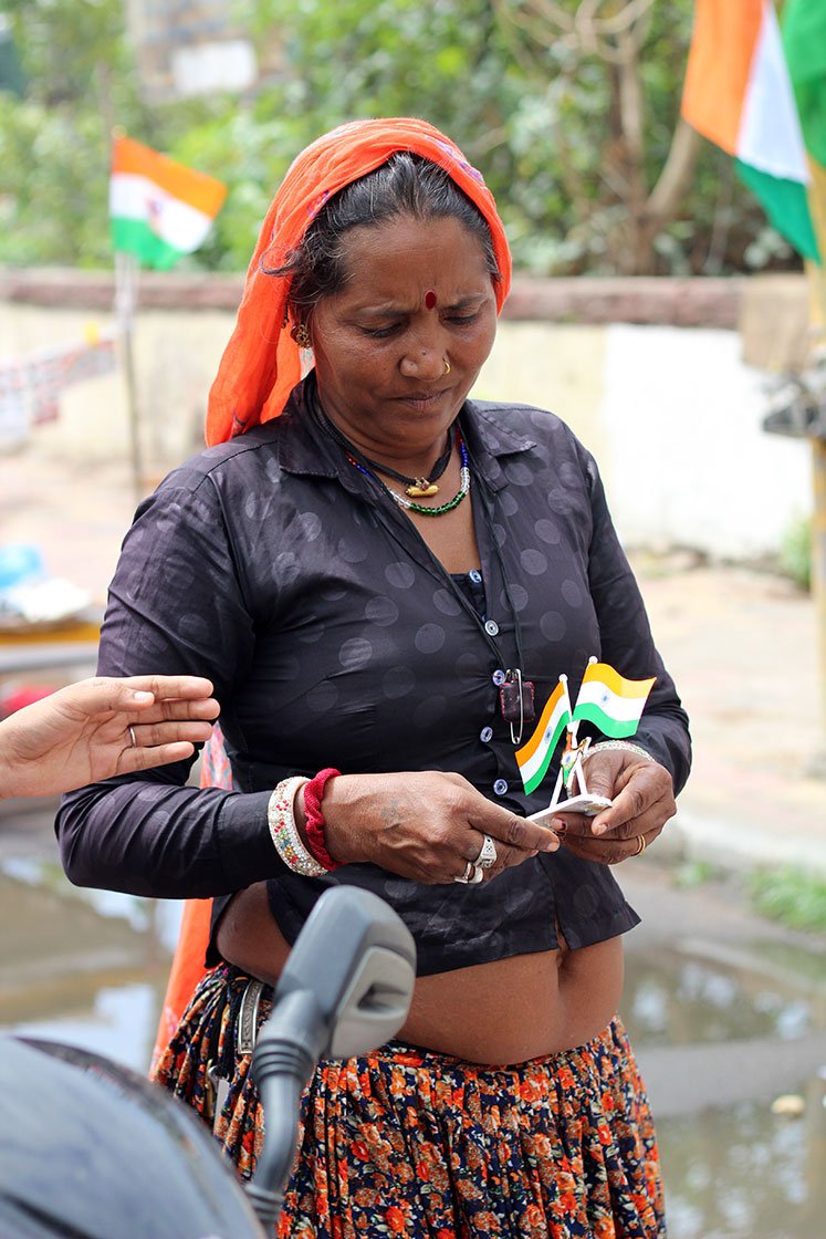 Sundar Bagariya selling Independence Day flags and other items related to Independence Day