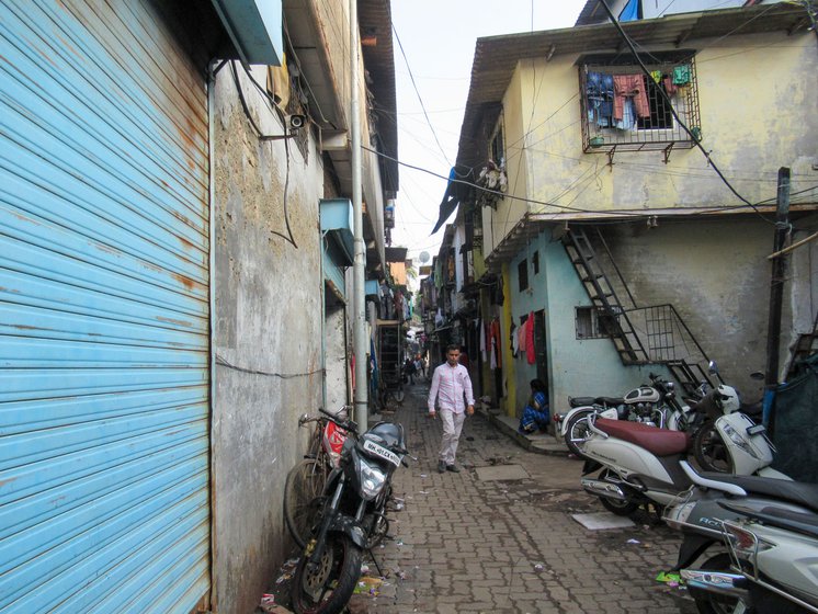 The lane leading to Pushpaveni's room, wider than many in Dharavi.