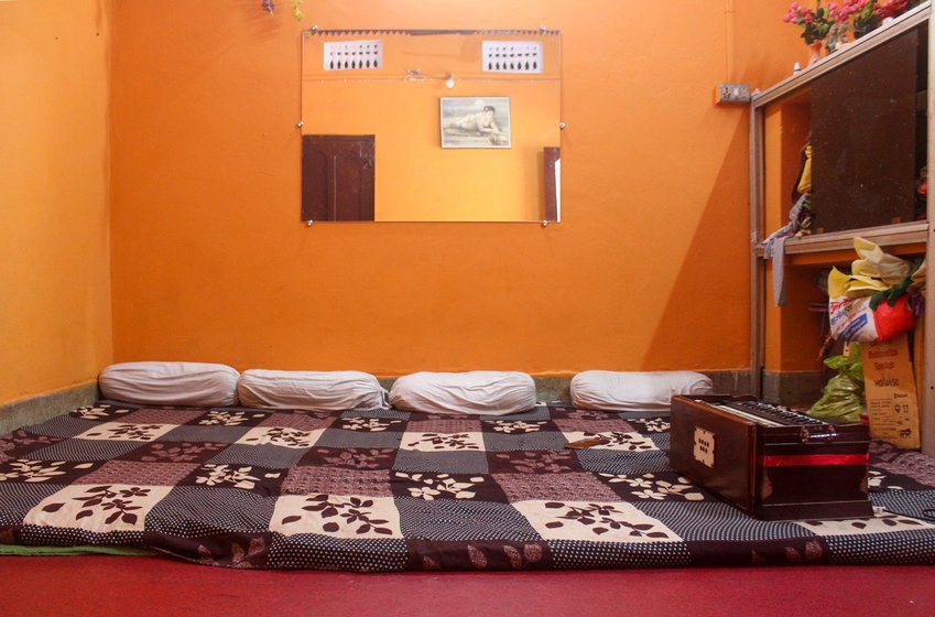 Each house has an outer room with a big mattress for clients to sit and watch the mujra; there is another room (right) for performing intimate dances