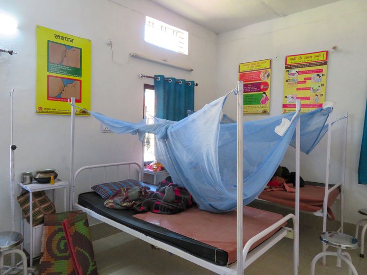 Although the Benoor PHC maternity room (left) is well equipped, Pramod Potai, a Gond Adivasi and NGO health worker says many in his community seek healthcare from unqualified practitioners who 'give injections, drips and medicines, and no one questions them'

