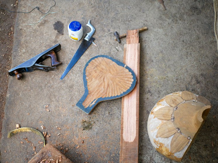 Left: Fevicol, a hammer and saws are all the tools needed for the initial steps in the process.