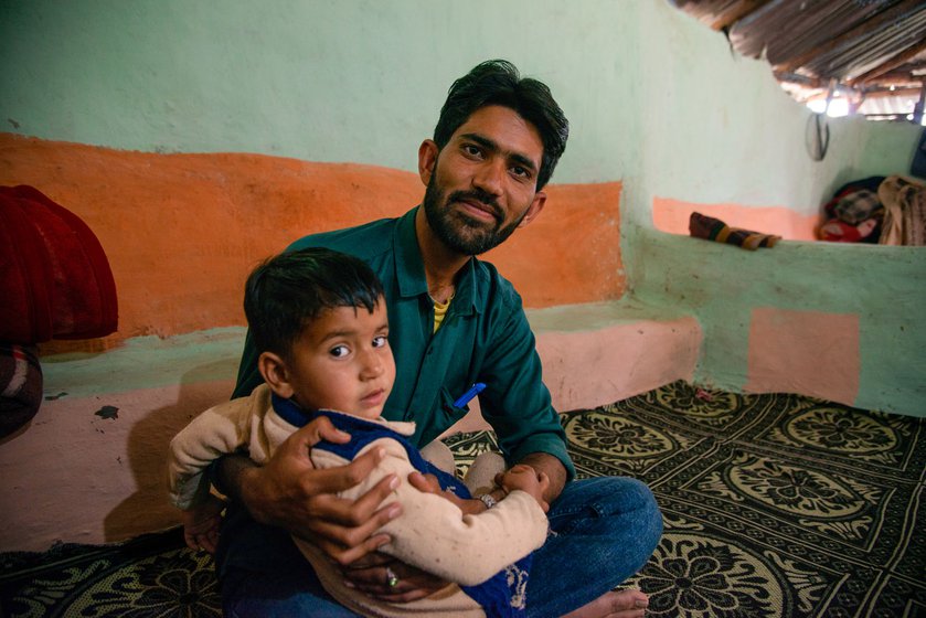 Left: Haneef Jatla sitting with his niece, Sania. He works as a reporter for a local news agency.