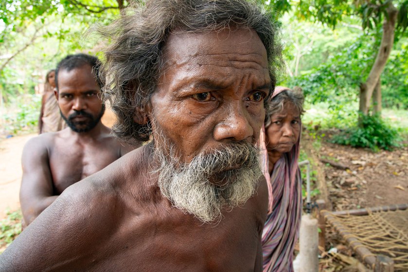 Joga Mallick (left), a Sabar Adivasi from Tapoban village has many health-related issues including diabetes. ' If we do not go to the jungle, what are we going to eat? ' says Jatin Bhakta (right) from Benashuli