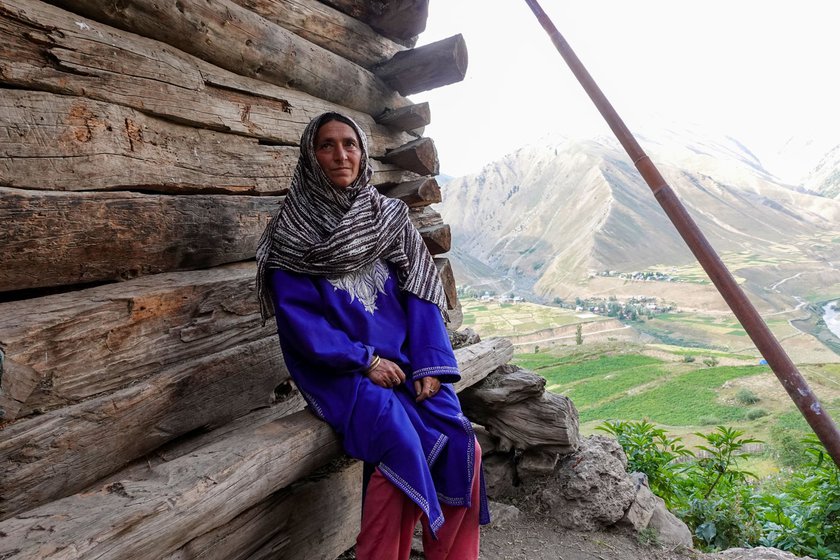 Raja Begum, the anganwadi worker, holds the information about every woman in the village