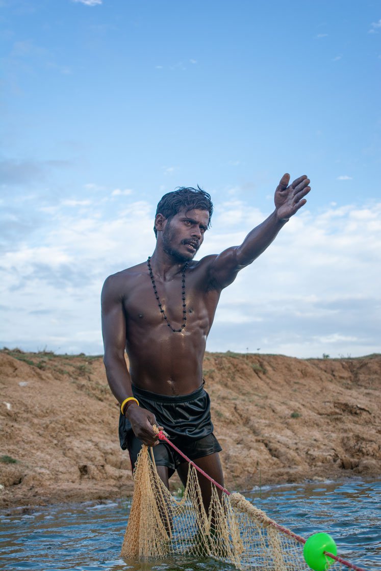 Right: Mokka, one of the most respected fishermen in Y. Pudupatti  hamlet, says that they do not get native varieties like ara , kendai , othai kendai , thar kendai and kalpaasi anymore