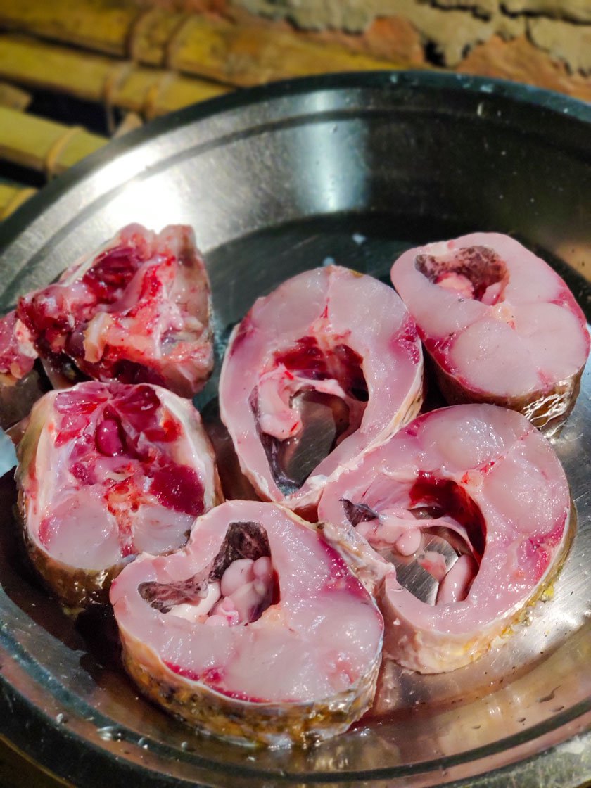 Fish cut and cleaned for a ghetiya curry