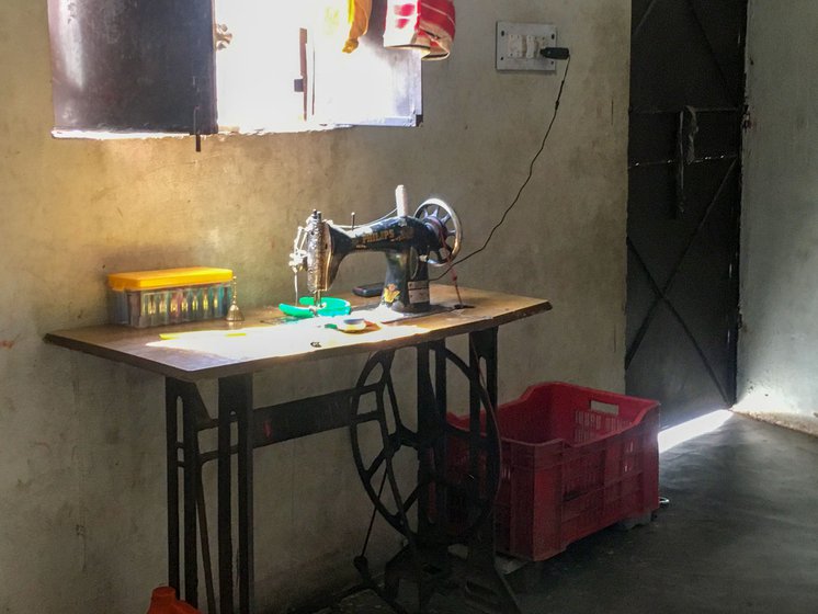Sunita's sewing machine, which she used before for tailoring clothes to earn a little money. She now uses it only to stitch clothes for her family