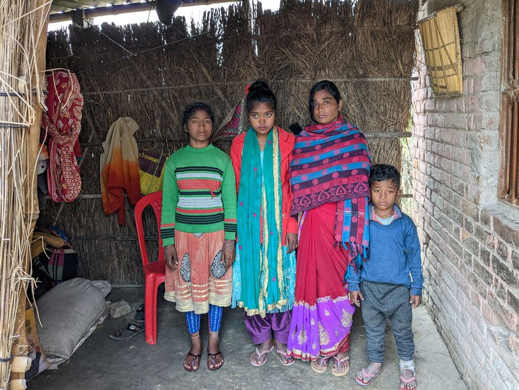Prabhabati with her children, Preeti, Sanju and Anshu (from left to right)