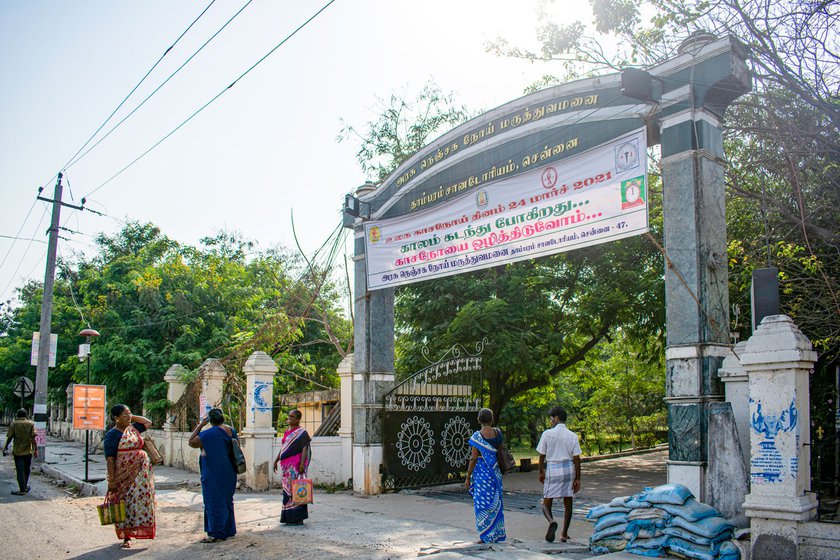 The organisation's field workers and health staff taking a pledge to end TB and its stigma at a health facility on World TB Day, March 24. Right: The Government Hospital of Thoracic Medicine (locally known as Tambaram TB Sanitorium) in Chennai