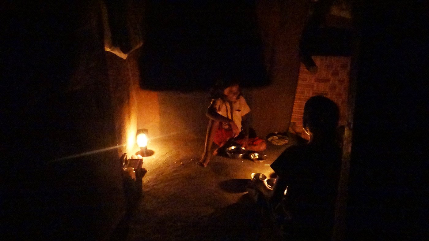 Two of Sushil's children at the family's bare home in Barlabaheli village