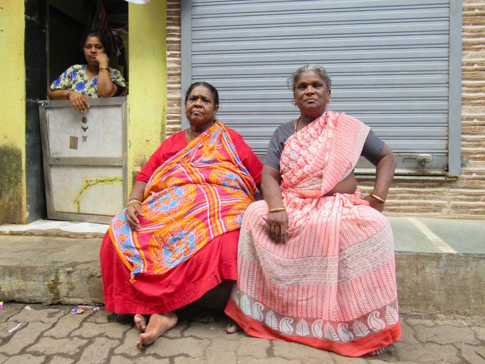 Both women take on piece-rate work from some of the many garments’ workshops in the huge manufacturing hub that is Dharavi – earning Rs. 1.50 per piece cutting threads from the loops and legs of black jeans