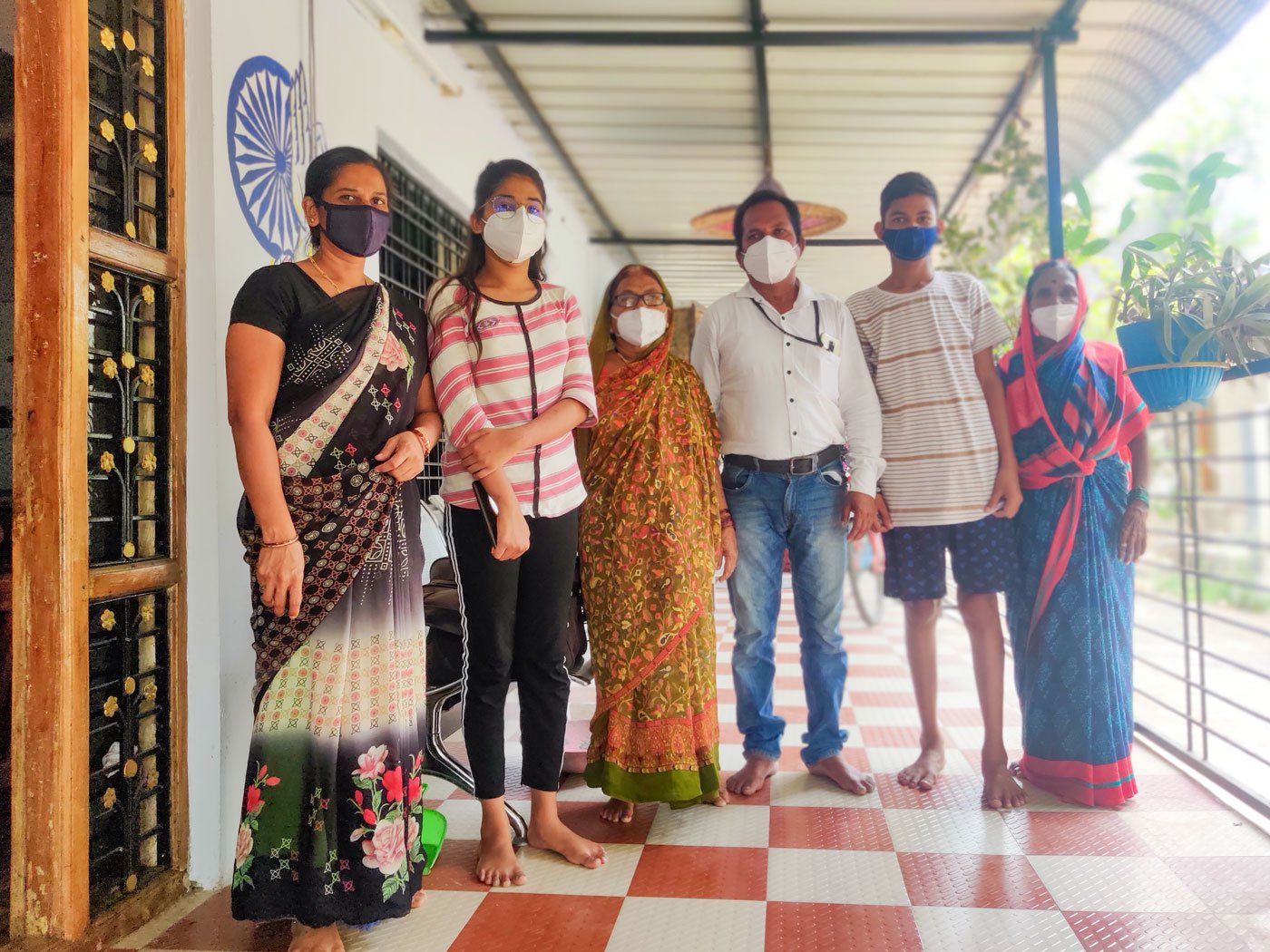 The Gangawane family at home in Osmanabad. From the left: Suvarna, Kalyani, Lilawati and Suresh with their relatives