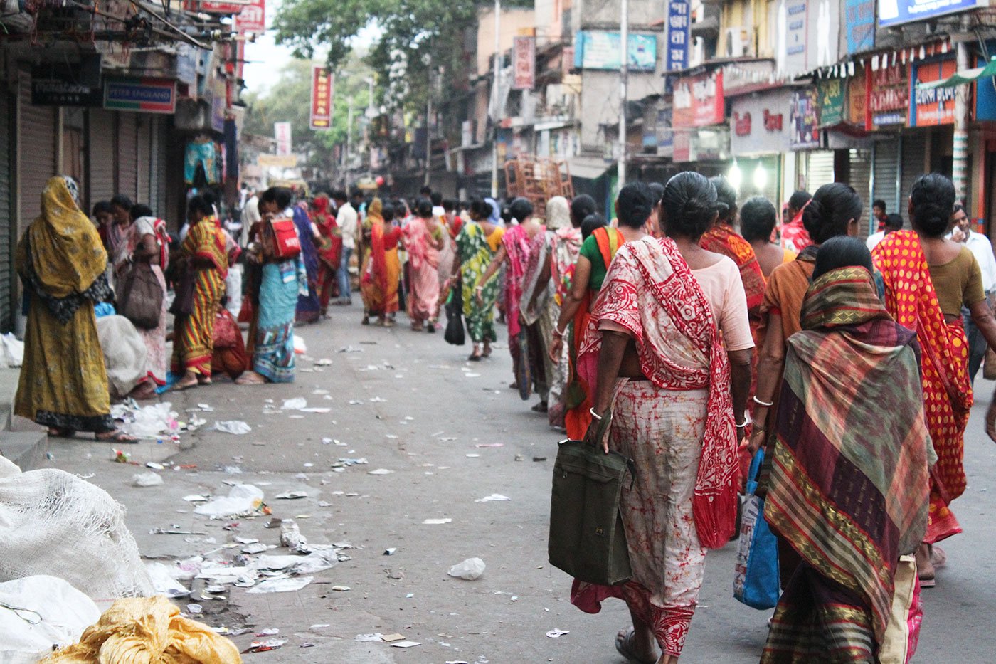 Workers outside Jadavpur railway station