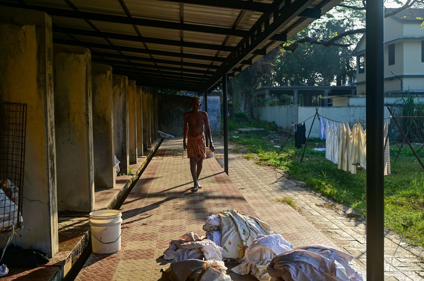 Dhobis here begin their work as early as five in the morning