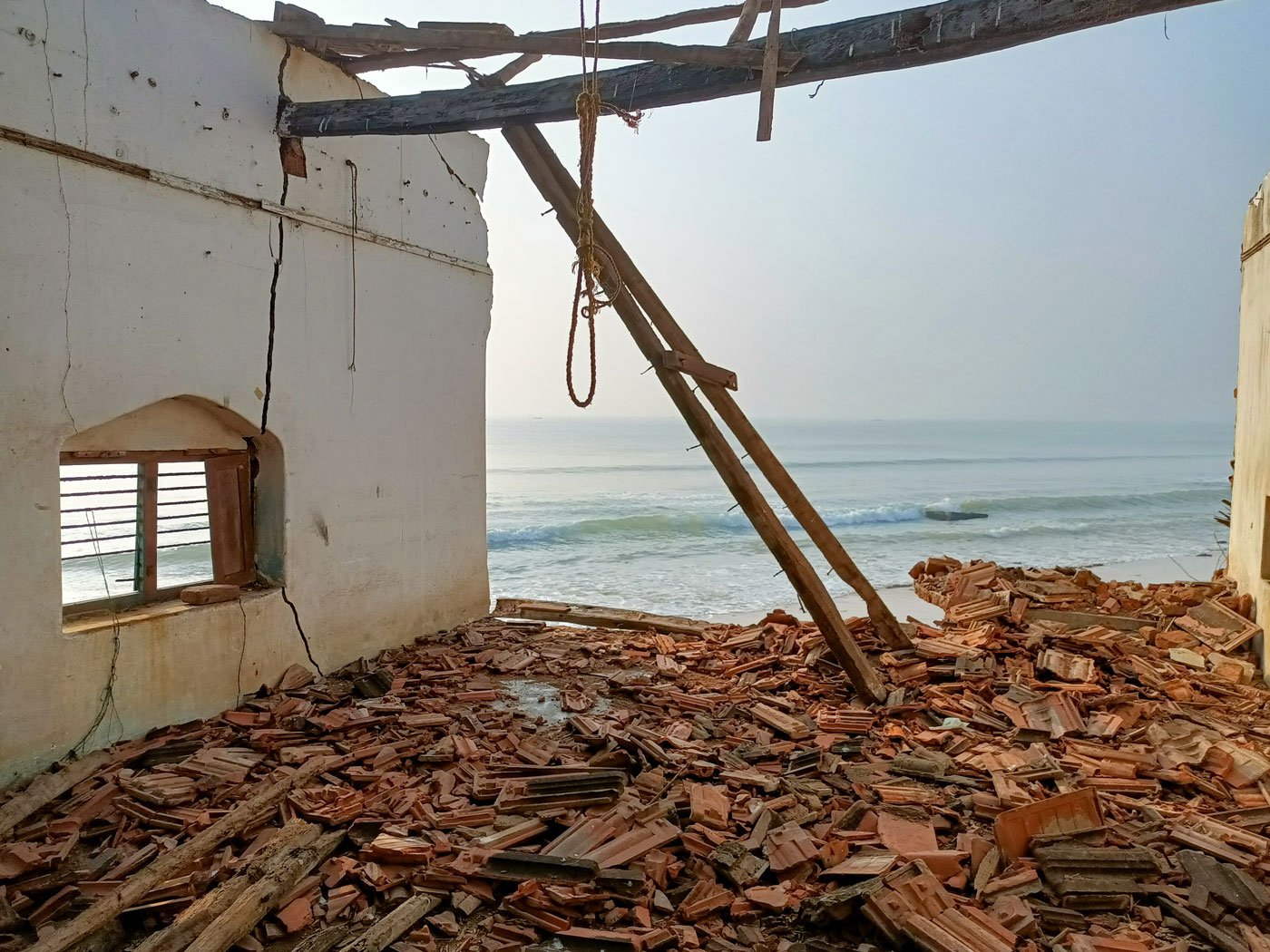 Remnants of an Uppada house that was destroyed by Cyclone Gulab.