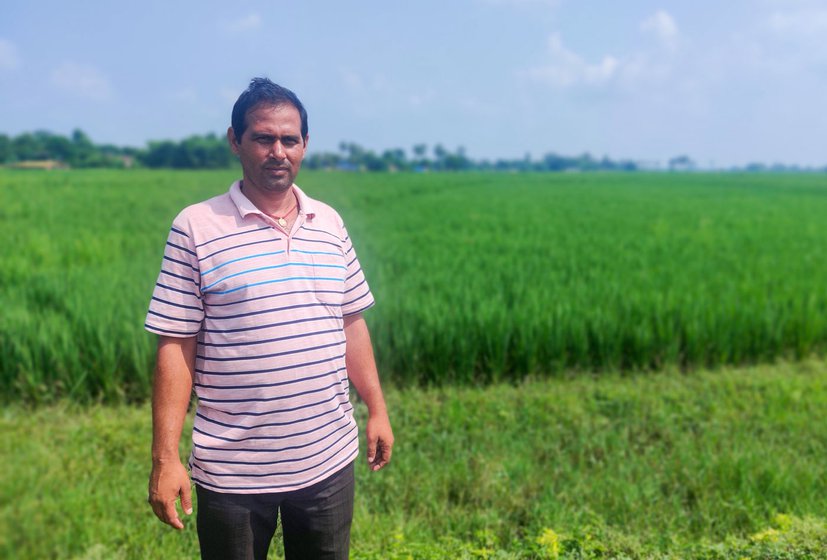 Left: Kamal Sharma in his farm in Khapura. Right: Vishwa Anand says farmers from Bihar migrate to work because they can't sell their crops at MSP